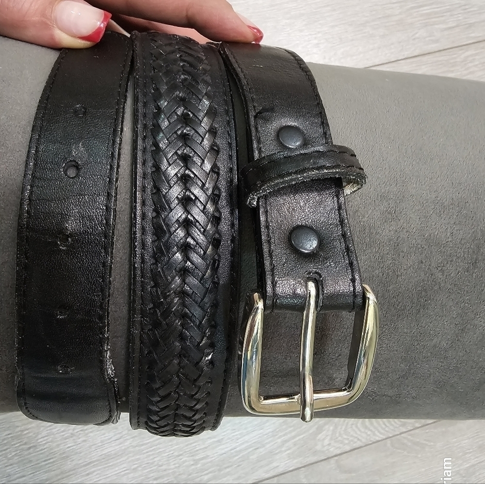 Thin Black genuine Leather Belt